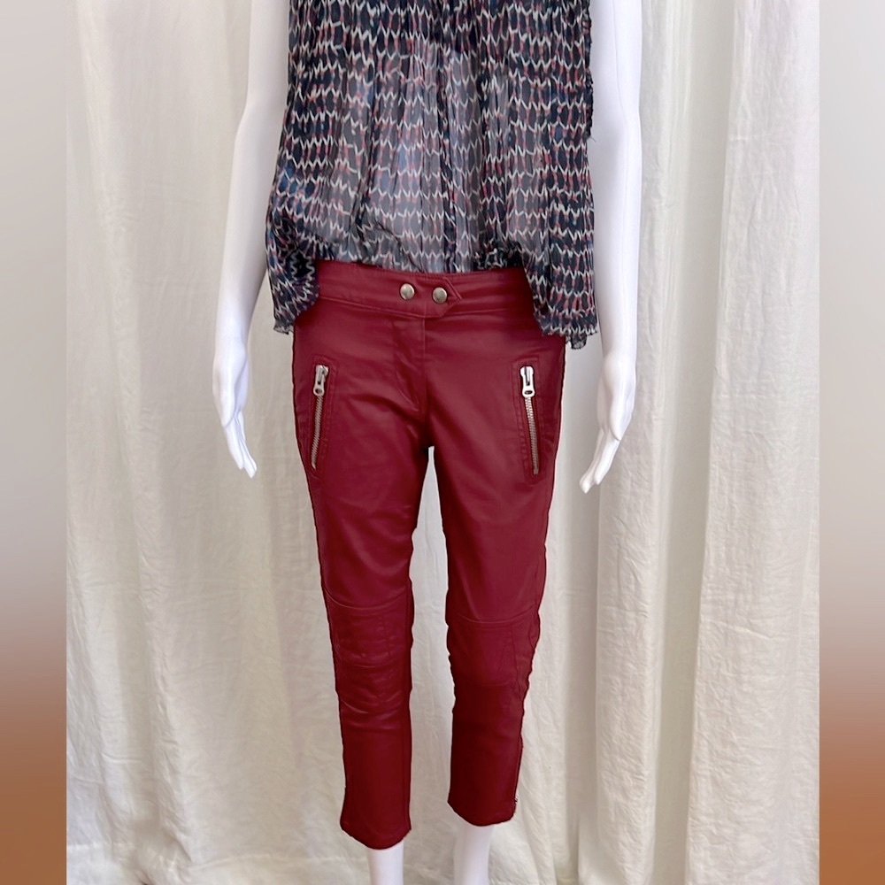 ISABEL MARANT pour H&M Red Cropped Ankle Jeans with Sleek Finish